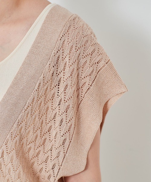 cepo（セポ）の「マーブルレースニットビスチェ（ベスト・レディース・ベージュ/ブルー・M）」の7枚目の写真