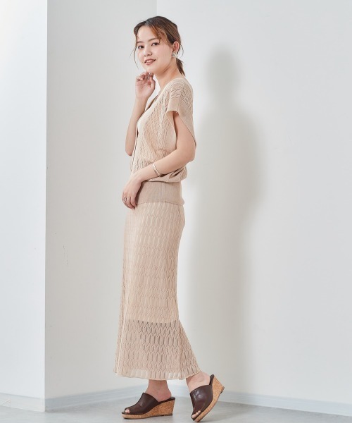 cepo（セポ）の「マーブルレースニットビスチェ（ベスト・レディース・ベージュ/ブルー・M）」の10枚目の写真