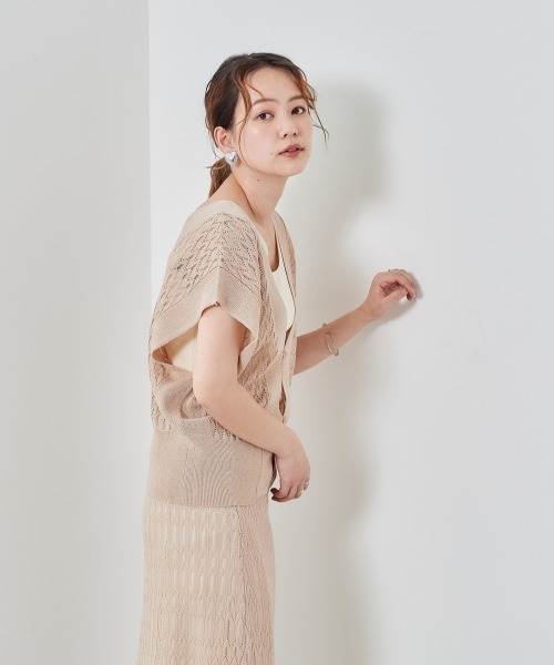 cepo（セポ）の「マーブルレースニットビスチェ（ベスト・レディース・ベージュ/ブルー・M）」の4枚目の写真