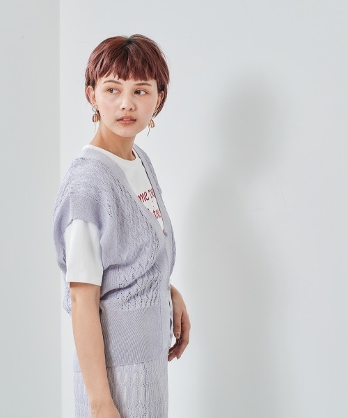 cepo（セポ）の「マーブルレースニットビスチェ（ベスト・レディース・ベージュ/ブルー・M）」の12枚目の写真
