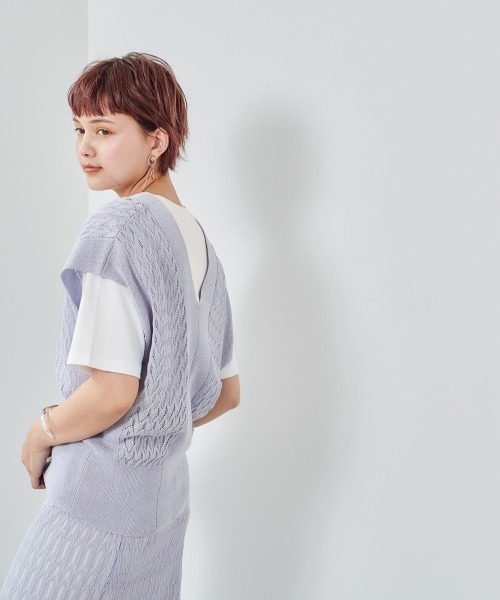 cepo（セポ）の「マーブルレースニットビスチェ（ベスト・レディース・ベージュ/ブルー・M）」の13枚目の写真
