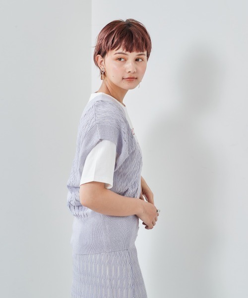 cepo（セポ）の「マーブルレースニットビスチェ（ベスト・レディース・ベージュ/ブルー・M）」の14枚目の写真