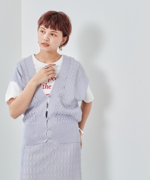 cepo（セポ）の「マーブルレースニットビスチェ（ベスト・レディース・ベージュ/ブルー・M）」の11枚目の写真