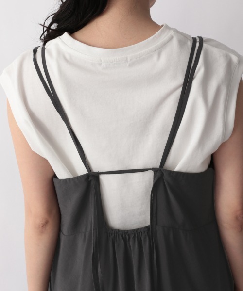 LOWRYS FARM（ローリーズファーム）の「ティアードキャミワンピース　949022（ワンピース・レディース・アイボリー/チャコールグレー/ダークブラウン/グリーン/イエロー・FREE）」の12枚目の写真