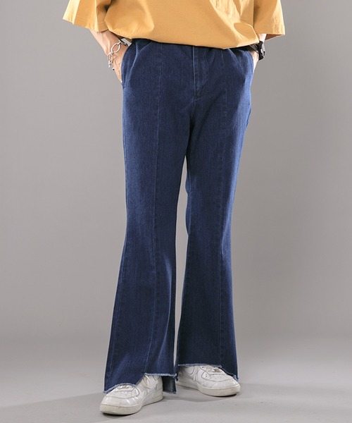 kutir(クティール)の「カットオフスリムフレアデニムパンツ(デニムパンツ・メンズ・ライトブルー/ブラック/インディゴブルー・SMALL/MEDIUM/LARGE)」の1枚目の写真