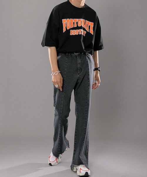 kutir(クティール)の「カットオフスリムフレアデニムパンツ(デニムパンツ・メンズ・ライトブルー/ブラック/インディゴブルー・SMALL/MEDIUM/LARGE)」の12枚目の写真