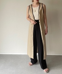 リネンミックスパイピングロングジレ