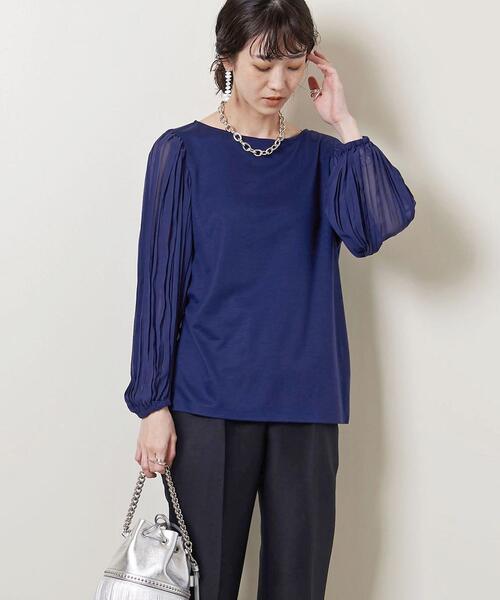 UNITED ARROWS（ユナイテッドアローズ）の「UBC CFN COMBI プリーツスリーブ プルオーバー†◆（Tシャツ/カットソー・レディース・ホワイト/ブラック/ロイヤルブルー・FREE）」の3枚目の写真