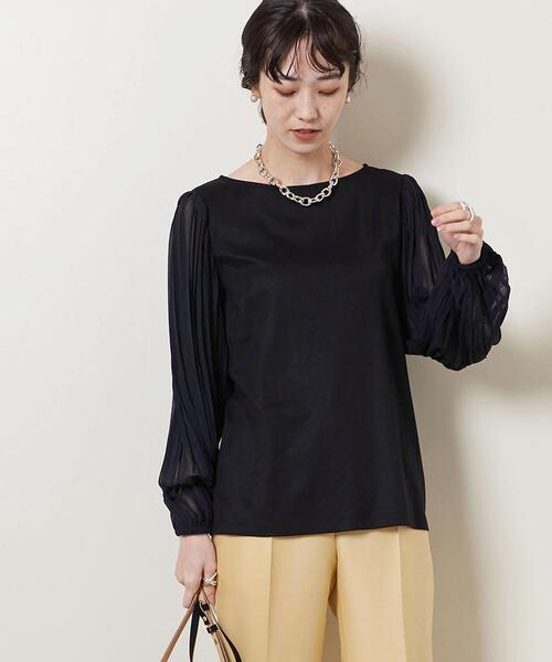 UNITED ARROWS（ユナイテッドアローズ）の「UBC CFN COMBI プリーツスリーブ プルオーバー†◆（Tシャツ/カットソー・レディース・ホワイト/ブラック/ロイヤルブルー・FREE）」の2枚目の写真