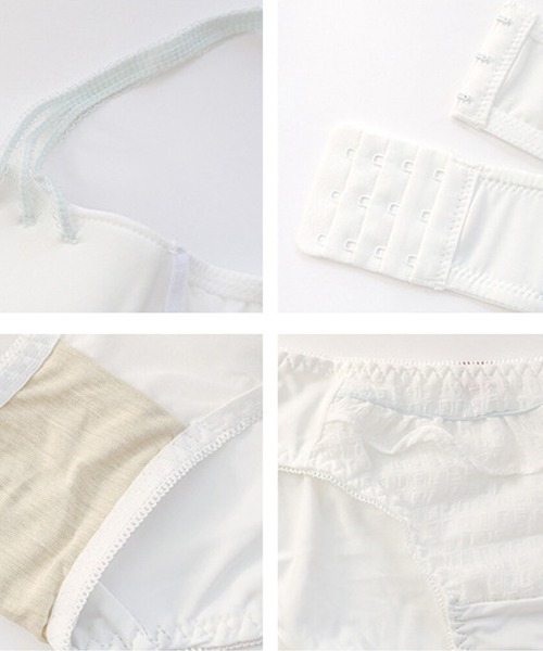 SFW(エスエフダブリュー)の「大人可愛いリボンのデザインが印象的なノンワイヤーブラ&ショーツセット(ブラ&ショーツ・レディース・ホワイト/ピンク/ブルー/イエロー・LL/S/M/L)」の7枚目の写真