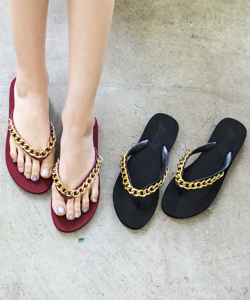 Julia Boutique（ジュリアブティック）の「チェーンデザインビーチサンダル/21181（サンダル・レディース・ブラック/レッド・38/39/36/37）」の8枚目の写真