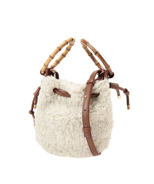 MERCURYDUO（マーキュリーデュオ）の「ボアブロッキング巾着バッグ（ハンドバッグ・レディース・ブラック/ブラウン・FREE）」の2枚目の写真