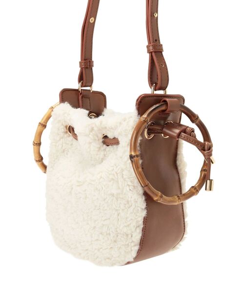 MERCURYDUO（マーキュリーデュオ）の「ボアブロッキング巾着バッグ（ハンドバッグ・レディース・ブラック/ブラウン・FREE）」の6枚目の写真