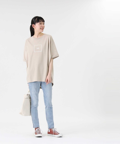 Lee（リー）の「【Lee】ＢＯＸロゴＴシャツ（Tシャツ/カットソー・レディース・サックスブルー/ブラック/ライム/ベージュ/ホワイト/ピンク・L/M）」の18枚目の写真