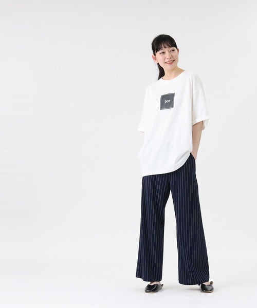 Lee（リー）の「【Lee】ＢＯＸロゴＴシャツ（Tシャツ/カットソー・レディース・サックスブルー/ブラック/ライム/ベージュ/ホワイト/ピンク・L/M）」の9枚目の写真