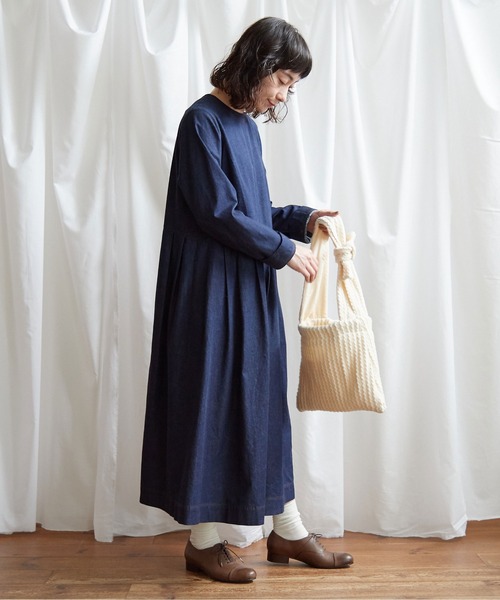 Lene（レネ）の「5ozデニム タックワンピース（ワンピース・レディース・ネイビー/ブルー・FREE）」の8枚目の写真