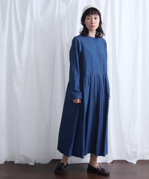 Lene（レネ）の「5ozデニム タックワンピース（ワンピース・レディース・ネイビー/ブルー・FREE）」の13枚目の写真