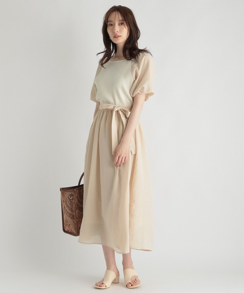 Andemiu（アンデミュウ）の「シフォンドッキングワンピース959382（ワンピース・レディース・ブラック/ベージュ/アイボリー・FREE）」の14枚目の写真