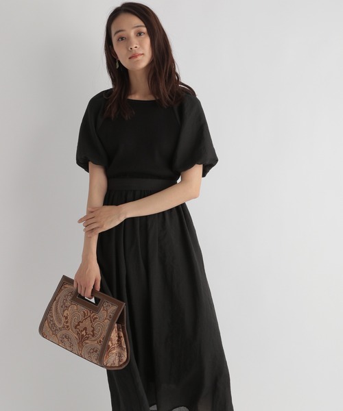 Andemiu（アンデミュウ）の「シフォンドッキングワンピース959382（ワンピース・レディース・ブラック/ベージュ/アイボリー・FREE）」の7枚目の写真