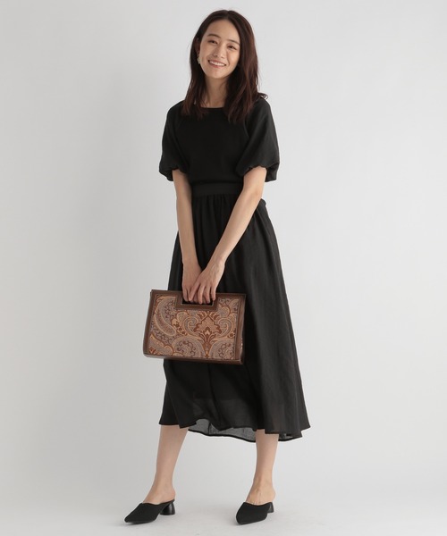 Andemiu（アンデミュウ）の「シフォンドッキングワンピース959382（ワンピース・レディース・ブラック/ベージュ/アイボリー・FREE）」の11枚目の写真