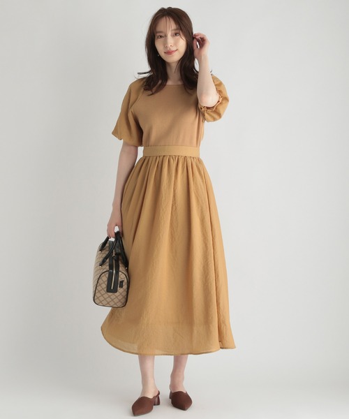 Andemiu（アンデミュウ）の「シフォンドッキングワンピース959382（ワンピース・レディース・ブラック/ベージュ/アイボリー・FREE）」の5枚目の写真