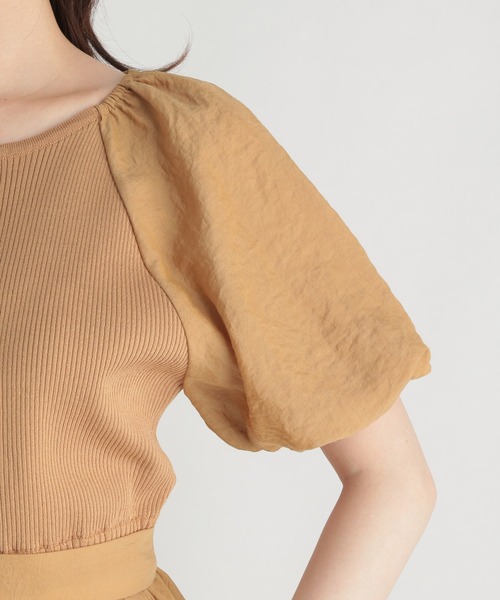 Andemiu（アンデミュウ）の「シフォンドッキングワンピース959382（ワンピース・レディース・ブラック/ベージュ/アイボリー・FREE）」の6枚目の写真