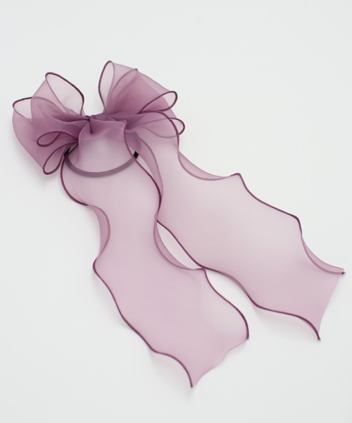 Rora（ローラ）の「アンジュ オーガンジー リボン ヘアゴム(5color)（ヘアゴム・キッズ・ネイビー/クリーム/ブラック/パープル/ピンク・FREE）」の4枚目の写真