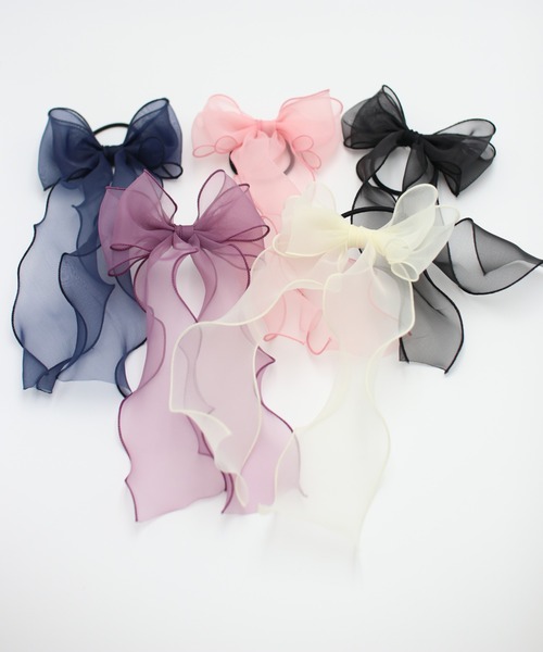 Rora（ローラ）の「アンジュ オーガンジー リボン ヘアゴム(5color)（ヘアゴム・キッズ・ネイビー/クリーム/ブラック/パープル/ピンク・FREE）」の19枚目の写真