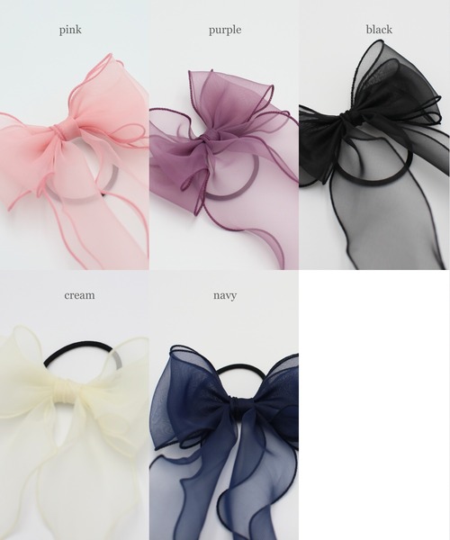 Rora（ローラ）の「アンジュ オーガンジー リボン ヘアゴム(5color)（ヘアゴム・キッズ・ネイビー/クリーム/ブラック/パープル/ピンク・FREE）」の20枚目の写真