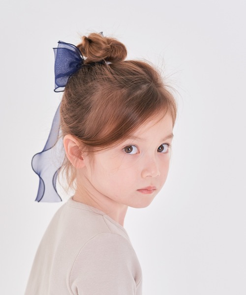 Rora（ローラ）の「アンジュ オーガンジー リボン ヘアゴム(5color)（ヘアゴム・キッズ・ネイビー/クリーム/ブラック/パープル/ピンク・FREE）」の12枚目の写真