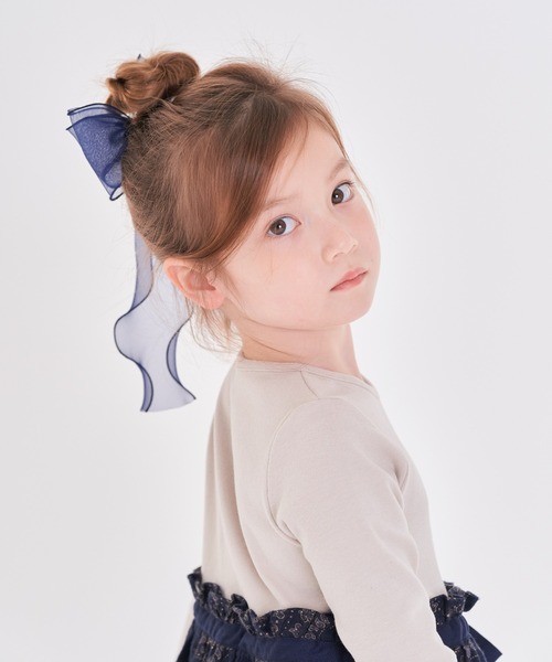 Rora（ローラ）の「アンジュ オーガンジー リボン ヘアゴム(5color)（ヘアゴム・キッズ・ネイビー/クリーム/ブラック/パープル/ピンク・FREE）」の13枚目の写真