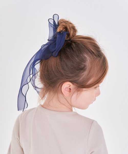 Rora（ローラ）の「アンジュ オーガンジー リボン ヘアゴム(5color)（ヘアゴム・キッズ・ネイビー/クリーム/ブラック/パープル/ピンク・FREE）」の14枚目の写真