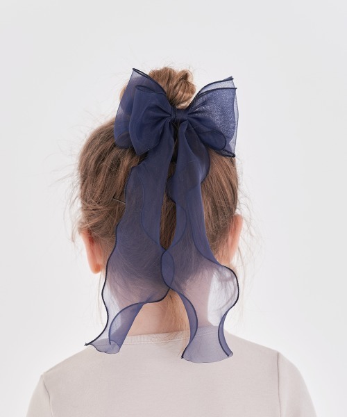 Rora（ローラ）の「アンジュ オーガンジー リボン ヘアゴム(5color)（ヘアゴム・キッズ・ネイビー/クリーム/ブラック/パープル/ピンク・FREE）」の15枚目の写真