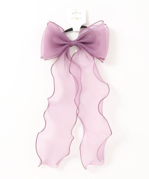 Rora（ローラ）の「アンジュ オーガンジー リボン ヘアゴム(5color)（ヘアゴム・キッズ・ネイビー/クリーム/ブラック/パープル/ピンク・FREE）」の6枚目の写真