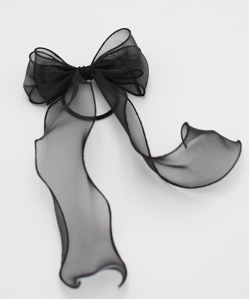 Rora（ローラ）の「アンジュ オーガンジー リボン ヘアゴム(5color)（ヘアゴム・キッズ・ネイビー/クリーム/ブラック/パープル/ピンク・FREE）」の8枚目の写真