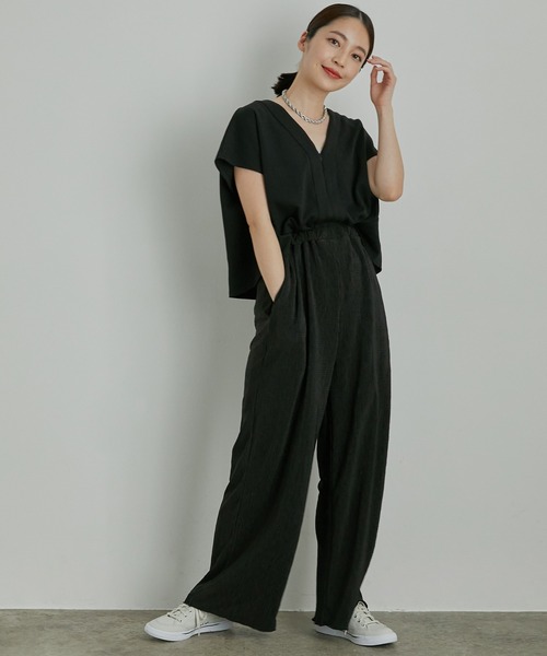 VIS（ビス）の「【美短】ジャージドッキングジャンプスーツ（つなぎ/オールインワン・レディース・チャコールグレー/ブラウン/ブラック・M/S）」の13枚目の写真