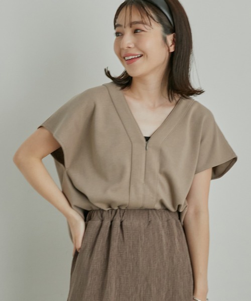 VIS（ビス）の「【美短】ジャージドッキングジャンプスーツ（つなぎ/オールインワン・レディース・チャコールグレー/ブラウン/ブラック・M/S）」の4枚目の写真