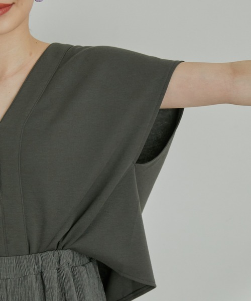 VIS（ビス）の「【美短】ジャージドッキングジャンプスーツ（つなぎ/オールインワン・レディース・チャコールグレー/ブラウン/ブラック・M/S）」の8枚目の写真