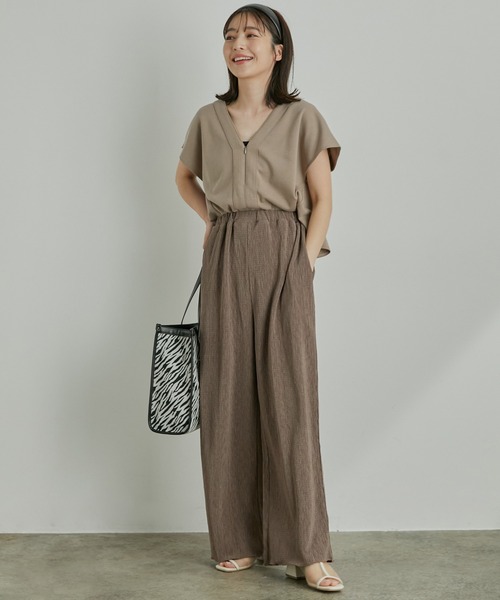 VIS（ビス）の「【美短】ジャージドッキングジャンプスーツ（つなぎ/オールインワン・レディース・チャコールグレー/ブラウン/ブラック・M/S）」の12枚目の写真