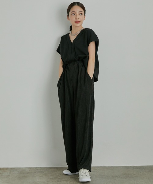 VIS（ビス）の「【美短】ジャージドッキングジャンプスーツ（つなぎ/オールインワン・レディース・チャコールグレー/ブラウン/ブラック・M/S）」の19枚目の写真