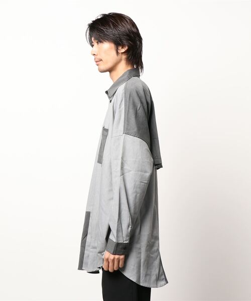 semantic design（セマンティックデザイン）の「セマンティックデザイン/semantic design クレイジー切替 長袖ビッグシャツ（シャツ/ブラウス・メンズ・グレー/ブラック・MEDIUM/LARGE）」の4枚目の写真