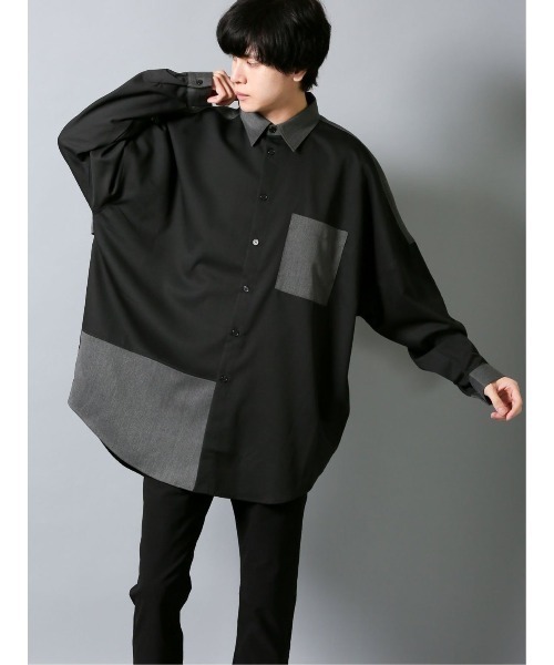 semantic design（セマンティックデザイン）の「セマンティックデザイン/semantic design クレイジー切替 長袖ビッグシャツ（シャツ/ブラウス・メンズ・グレー/ブラック・MEDIUM/LARGE）」の2枚目の写真
