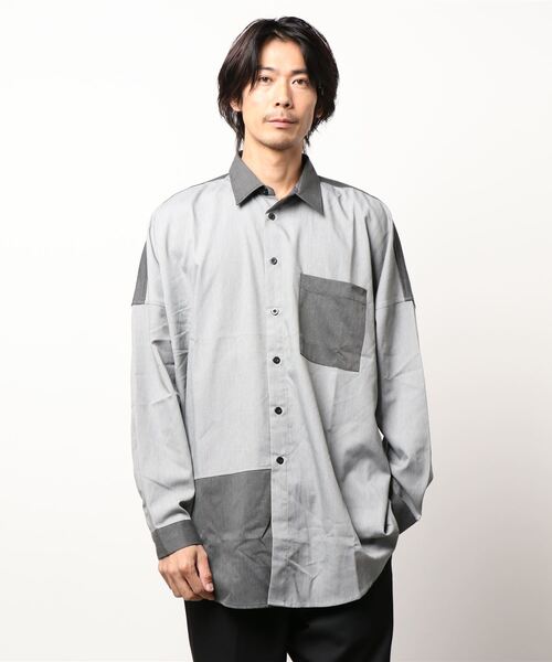 semantic design（セマンティックデザイン）の「セマンティックデザイン/semantic design クレイジー切替 長袖ビッグシャツ（シャツ/ブラウス・メンズ・グレー/ブラック・MEDIUM/LARGE）」の15枚目の写真