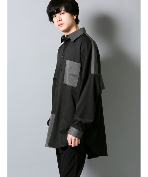 semantic design（セマンティックデザイン）の「セマンティックデザイン/semantic design クレイジー切替 長袖ビッグシャツ（シャツ/ブラウス・メンズ・グレー/ブラック・MEDIUM/LARGE）」の8枚目の写真