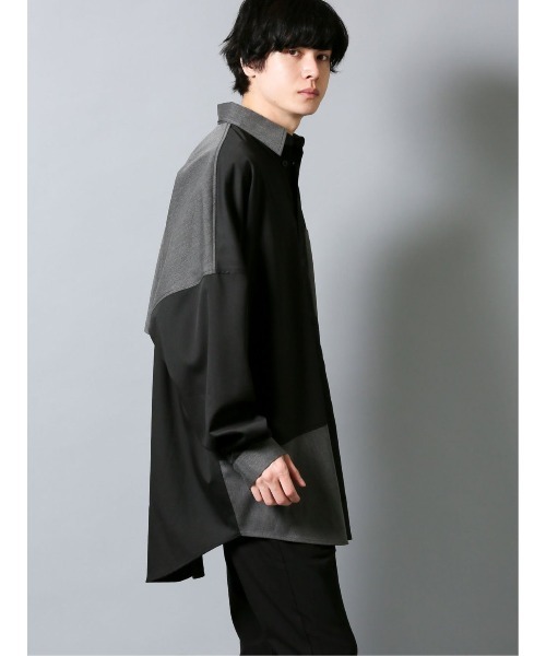 semantic design（セマンティックデザイン）の「セマンティックデザイン/semantic design クレイジー切替 長袖ビッグシャツ（シャツ/ブラウス・メンズ・グレー/ブラック・MEDIUM/LARGE）」の5枚目の写真
