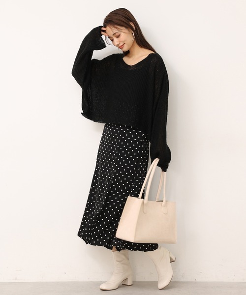 one after another NICE CLAUP（ワンアフターアナザーナイスクラップ）の「フェイクレザーストレッチブーツ（ブーツ・レディース・ブラック/アイボリー・S/M/L）」の18枚目の写真