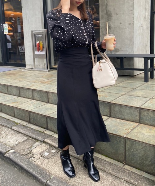 one after another NICE CLAUP（ワンアフターアナザーナイスクラップ）の「フェイクレザーストレッチブーツ（ブーツ・レディース・ブラック/アイボリー・S/M/L）」の9枚目の写真