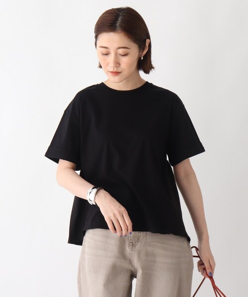 OPAQUE.CLIP（オペークドットクリップ）の「◆シルキースーピマ フハク切替フレアカットソー【WEB限定サイズ】（Tシャツ/カットソー・レディース・ライトグレー/ブラック/モスグリーン/ホワイト系・40/38/42/36/34）」の13枚目の写真