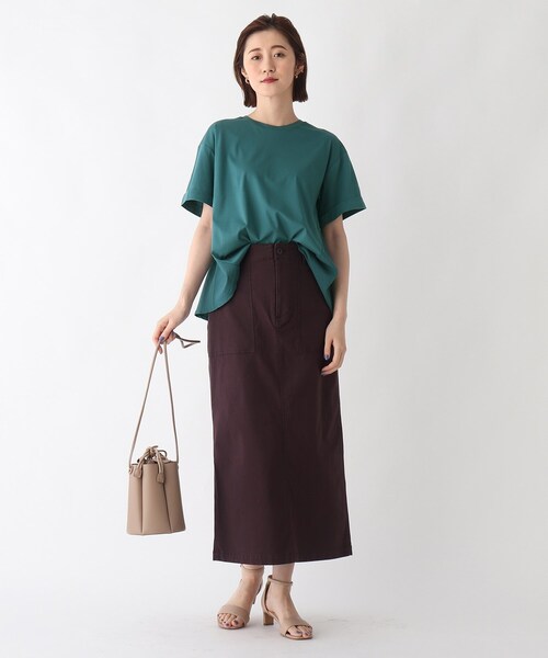 OPAQUE.CLIP（オペークドットクリップ）の「◆シルキースーピマ フハク切替フレアカットソー【WEB限定サイズ】（Tシャツ/カットソー・レディース・ライトグレー/ブラック/モスグリーン/ホワイト系・40/38/42/36/34）」の16枚目の写真