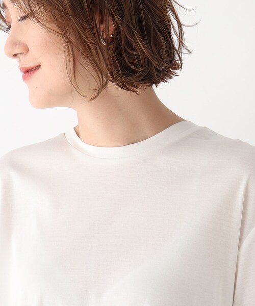 OPAQUE.CLIP（オペークドットクリップ）の「◆シルキースーピマ フハク切替フレアカットソー【WEB限定サイズ】（Tシャツ/カットソー・レディース・ライトグレー/ブラック/モスグリーン/ホワイト系・40/38/42/36/34）」の9枚目の写真